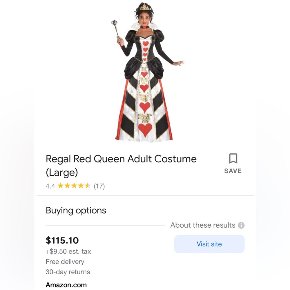Woman’s size XL - (14-16) Queen of Hearts Halloween Costume